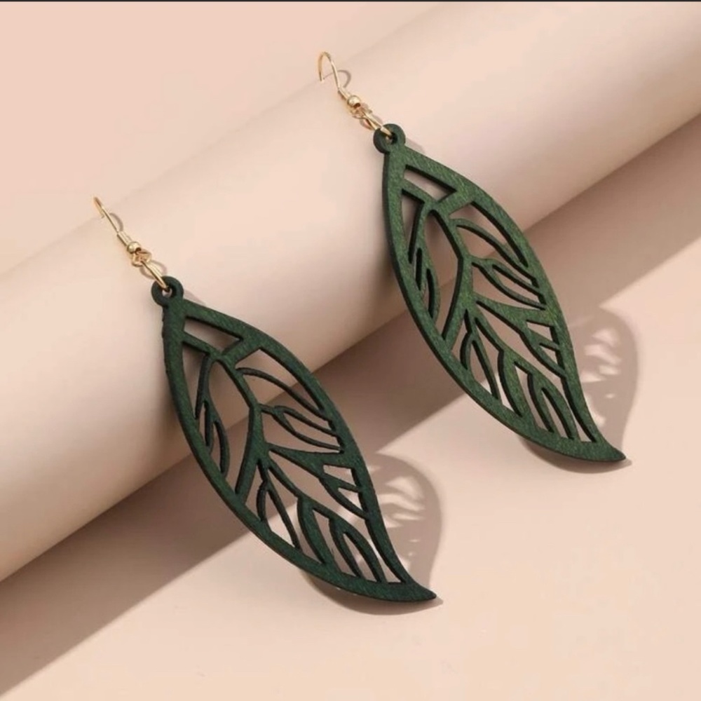 Wooden Leaf Earrings